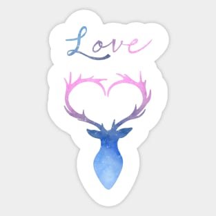 Love heart antlers watercolor deer Sticker